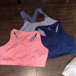 ZELOS Pink and Blue Crop Tops for Active Wear